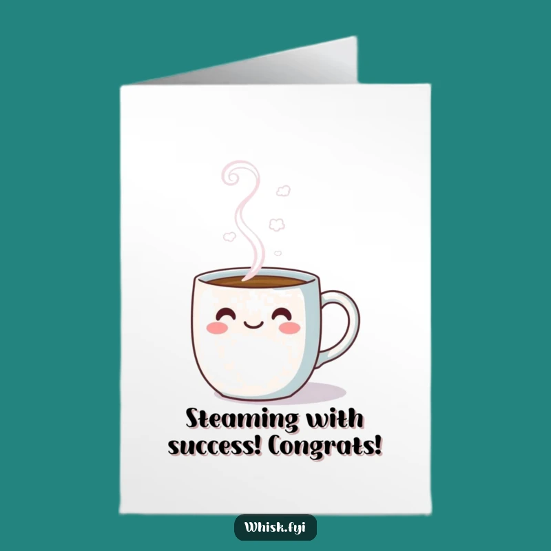 Free Printable Kawaii Coffee Mug Congratulations Card: Cheerful Downloadable