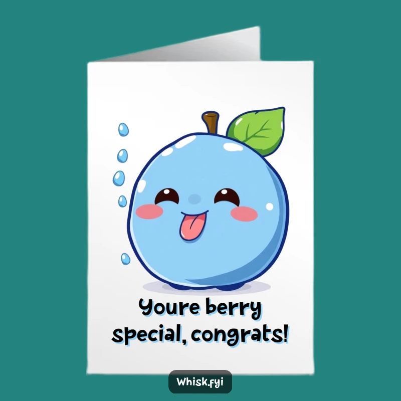 Free Printable Blueberry Congrats Card: Playful Character DIY Downloadable Sentiment
