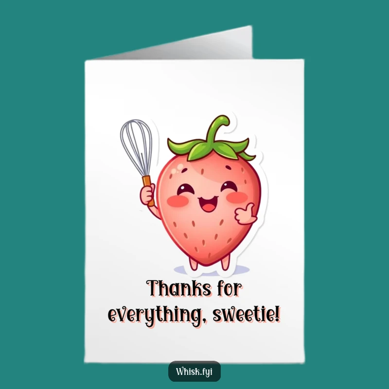 Free Printable Thank You Card: Cheerful Strawberry Whisk for a Sweet, Funny Gratitude