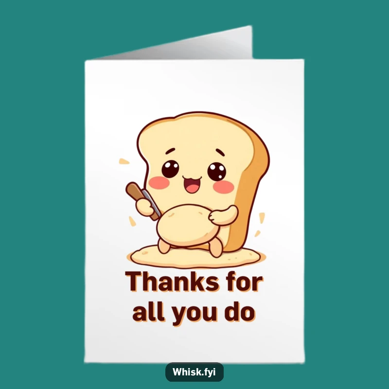 Free Printable Thank You Card: Excited Kawaii Bread for Gratitude