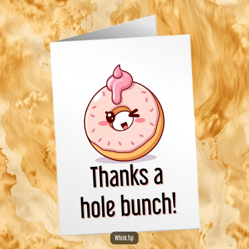 Funny Free Printable Thank You Card with a playful doughnut frosting another, winking with sweet gratitude, a delightful thank you.
