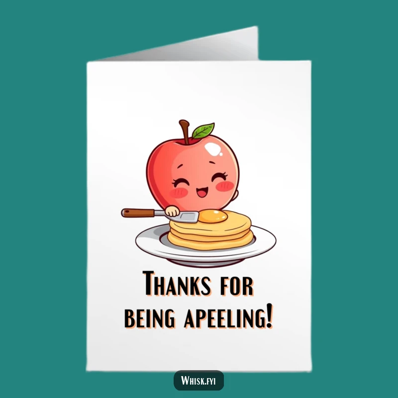 Free Printable Apple Thank You Card: Pancake Flipper Character DIY Downloadable
