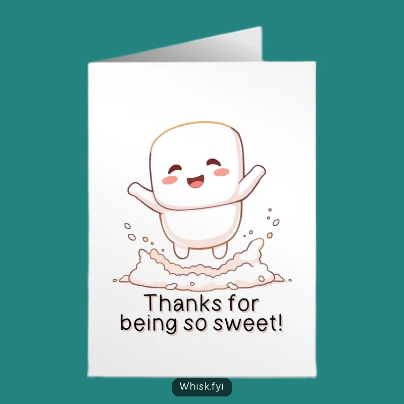Free Printable Marshmallow Thank You Card: Happy Baker Character DIY Downloadable