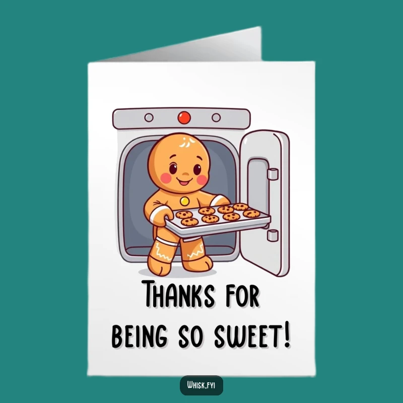 Free Printable Thanks Card: Gingerbread Man Baker - Funny Downloadable Gift