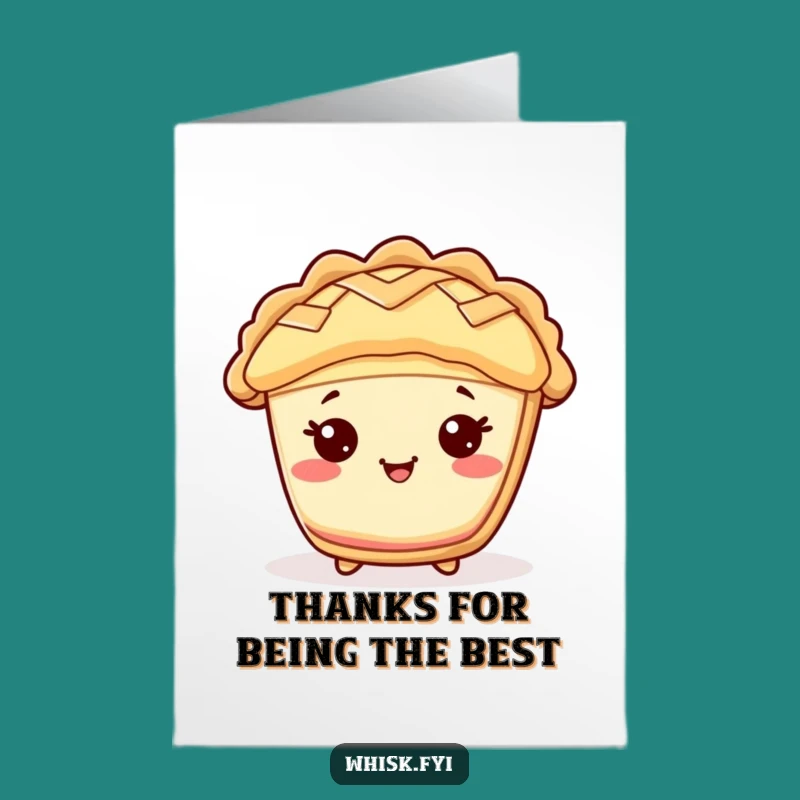 Free Printable Thank You Card: Cheerful Kawaii Pie for Sweet Gratitude