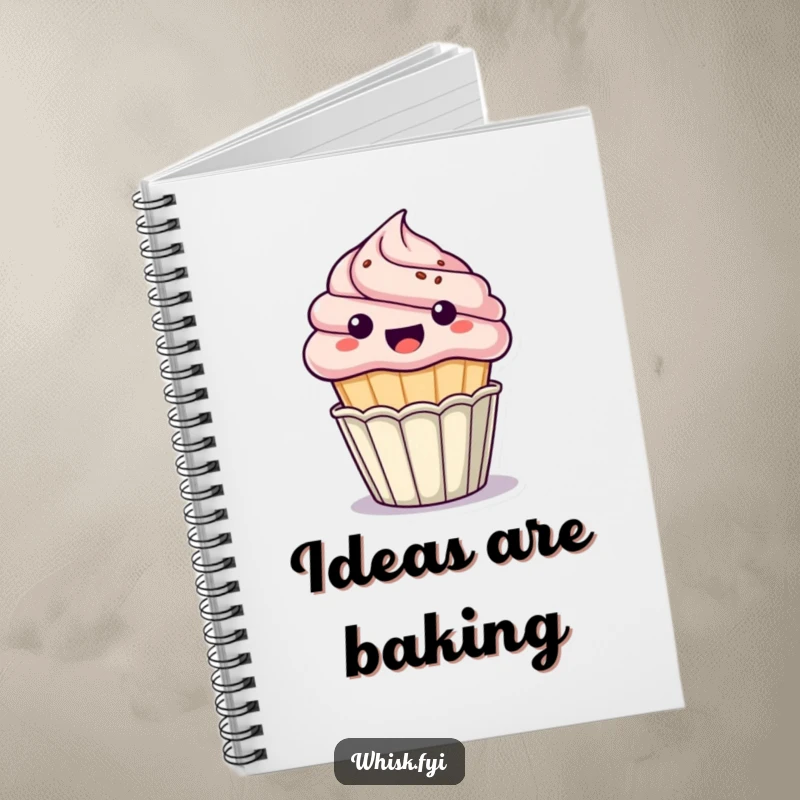 Funny kawaii cupcake notebook, excitedly popping out of its paper cup, creative and hilarious journal for notes, perfect funny gift.