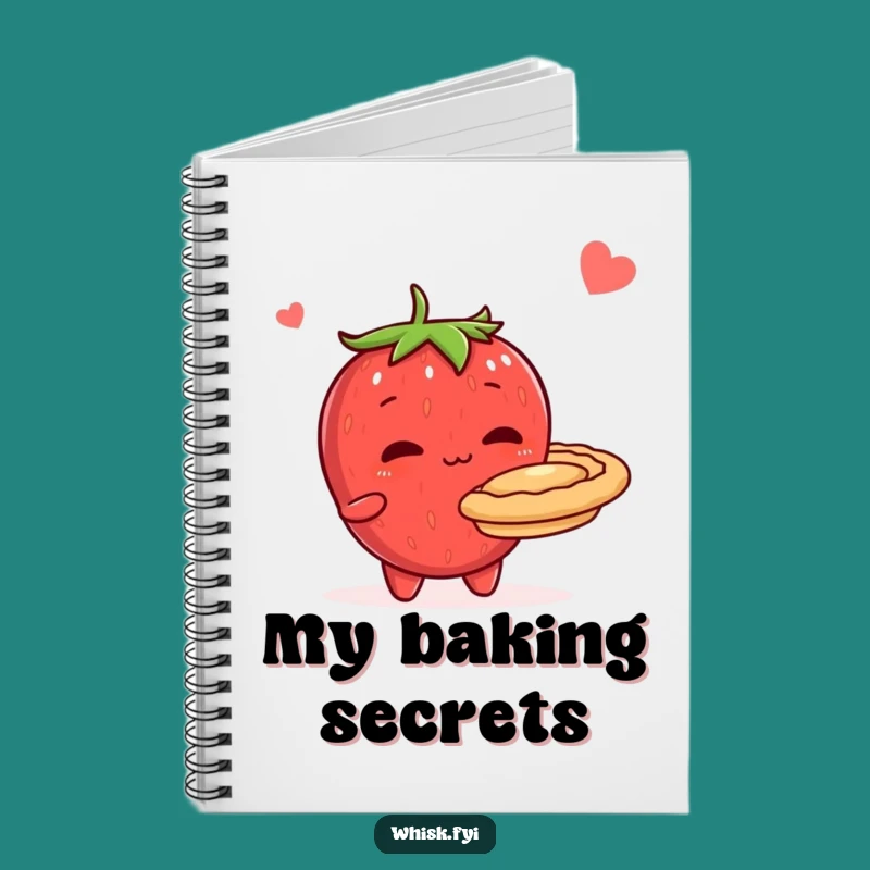Funny Shy Strawberry Pie Notebook - Cute Baking Journal Gift