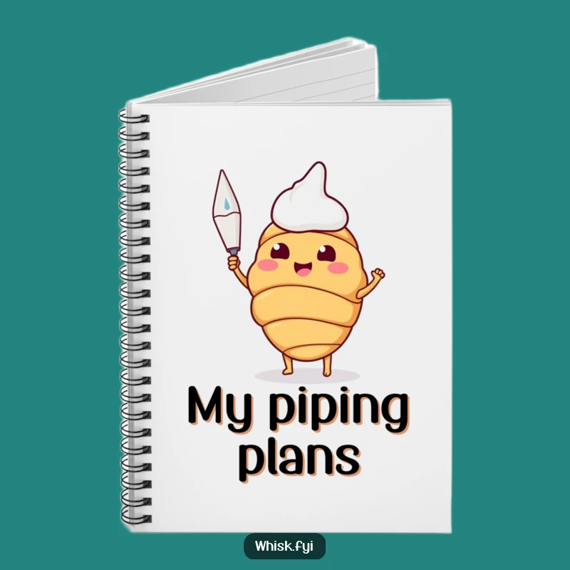 Funny Croissant Baker Notebook: Happy Pastry Chef Holding Piping Bag Journal Gift