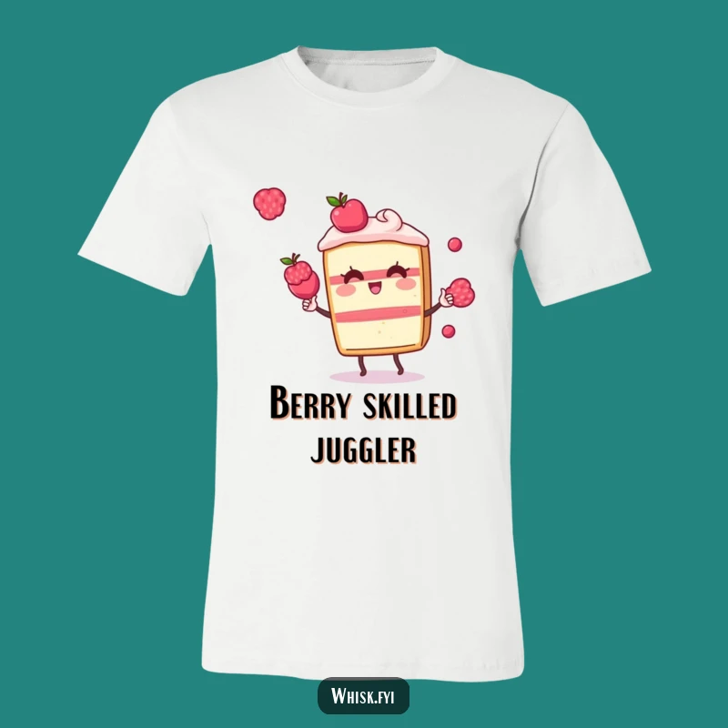 Funny Kawaii Cake T-Shirt: Berry Juggling Slice, Ideal Funny Gift