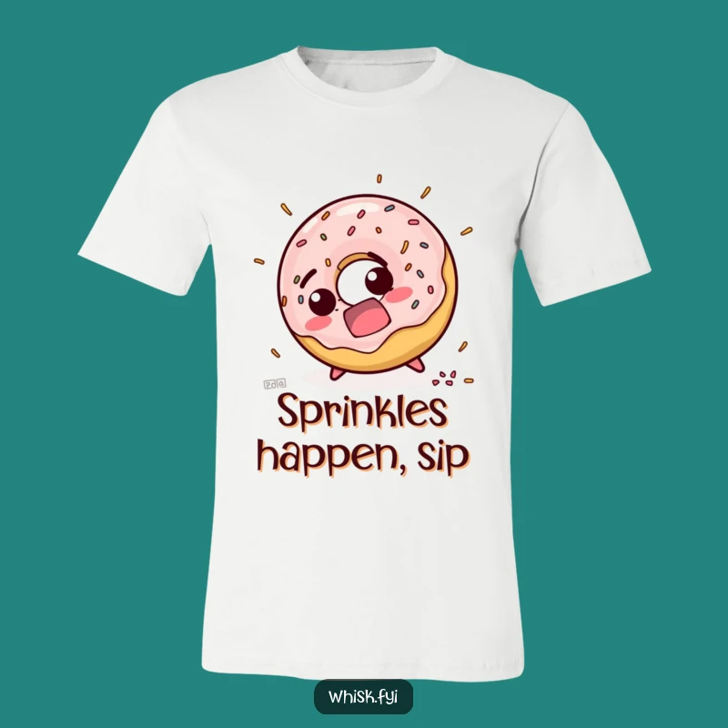 Funny Startled Doughnut T-Shirt - Comedic Tripping Sprinkles Tee