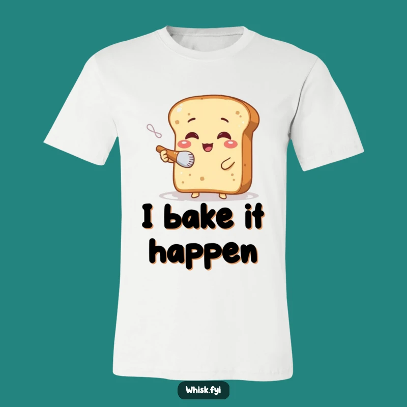 Funny Bread Maker T-Shirt: Giggling Slice Brushing Flour, Humorous Baking Gift