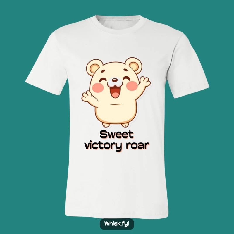 Funny Bear Claw T-Shirt - Happy Pastry Character, Enthusiastic Cheer Tee