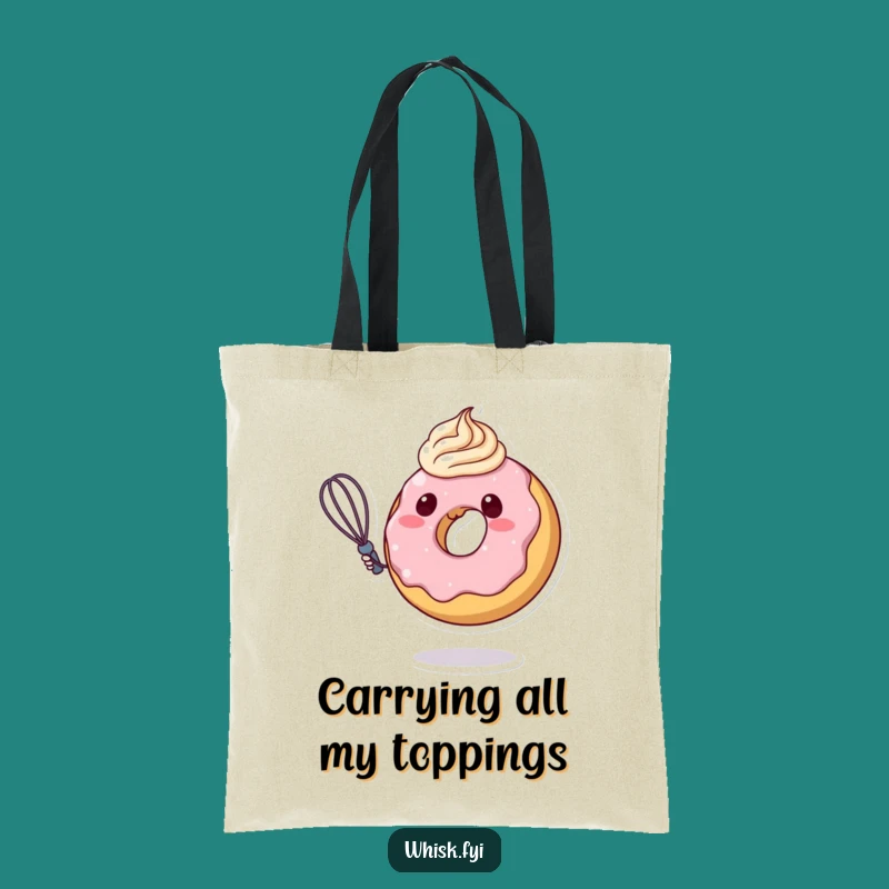 Funny Donut Frosting Swirl Tote Bag: Cute Pastry Character Shopping Bag Funny Gift