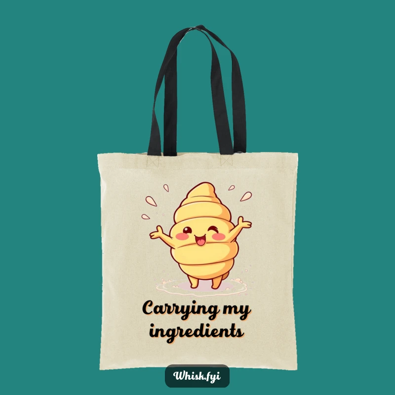 Funny Kawaii Croissant Tote Bag - Playful Flour Toss Humor Gift