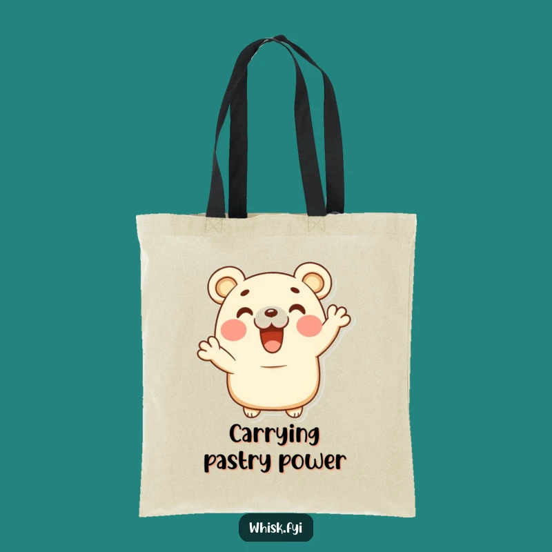 Funny Bear Claw Tote Bag - Happy Pastry Character, Carry Your Cheer