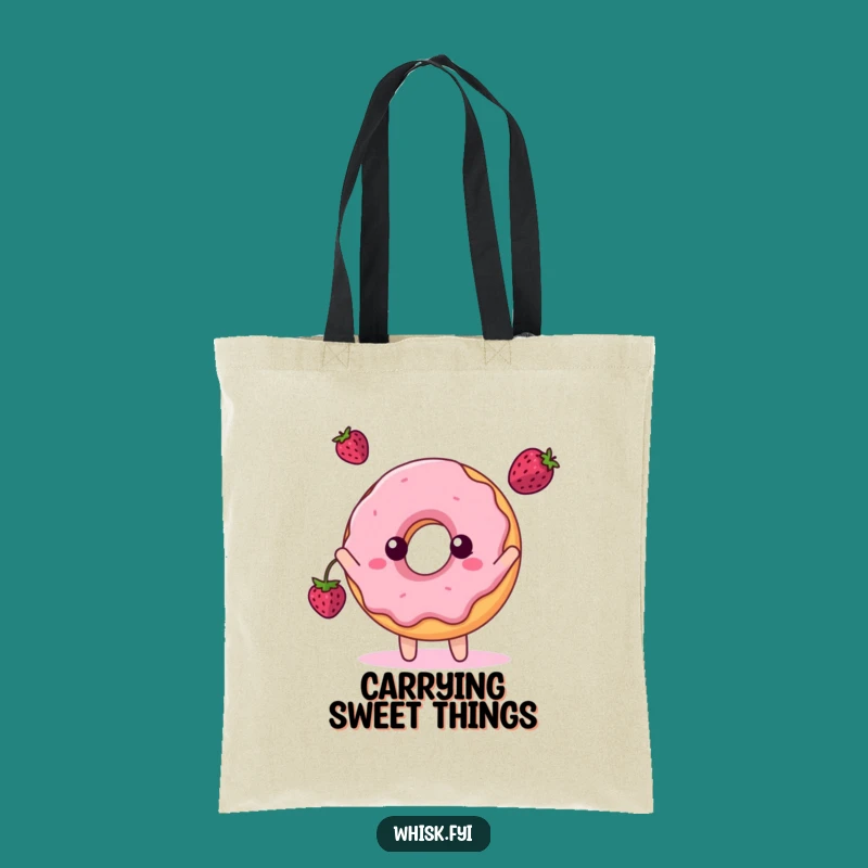 Funny Donut Berry Toss Tote Bag - Hilarious Snack Lover Gift