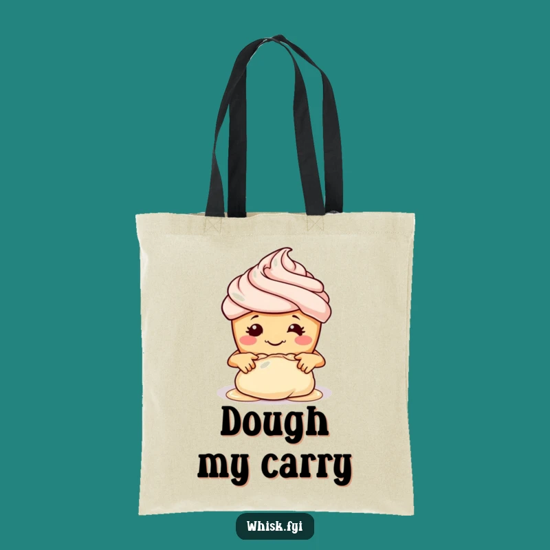 Funny Cupcake Baker Tote Bag: Adorable Smiling Pastry Chef Kneading Dough Carryall