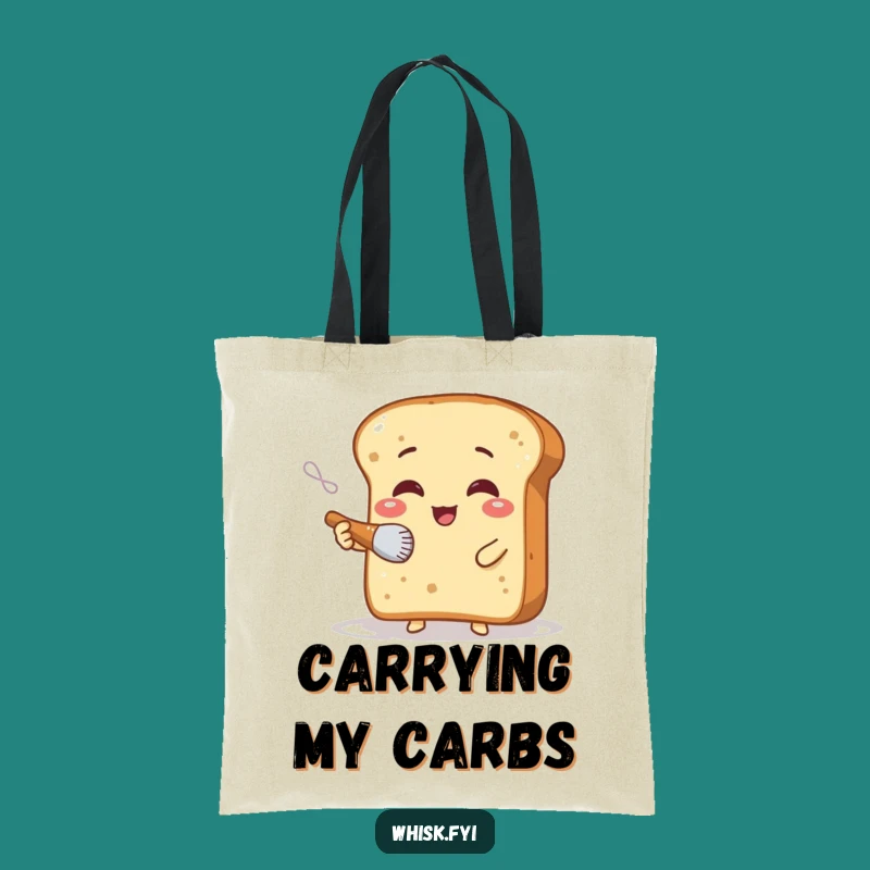 Funny Bread Maker Tote Bag: Giggling Slice Brushing Flour, Practical Humorous Gift