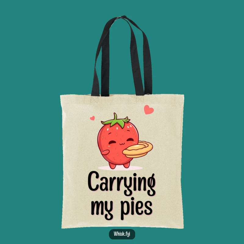 Funny Shy Strawberry Pie Tote Bag - Adorable Baker's Carryall